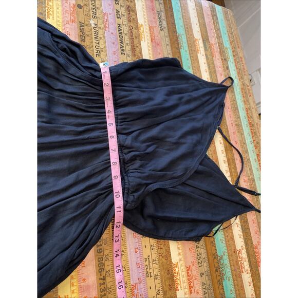 Hollister L Black Wide Leg Cropped Jumpsuit Strappy Tank Viscose Romper 1 Pc - Picture 7 of 9